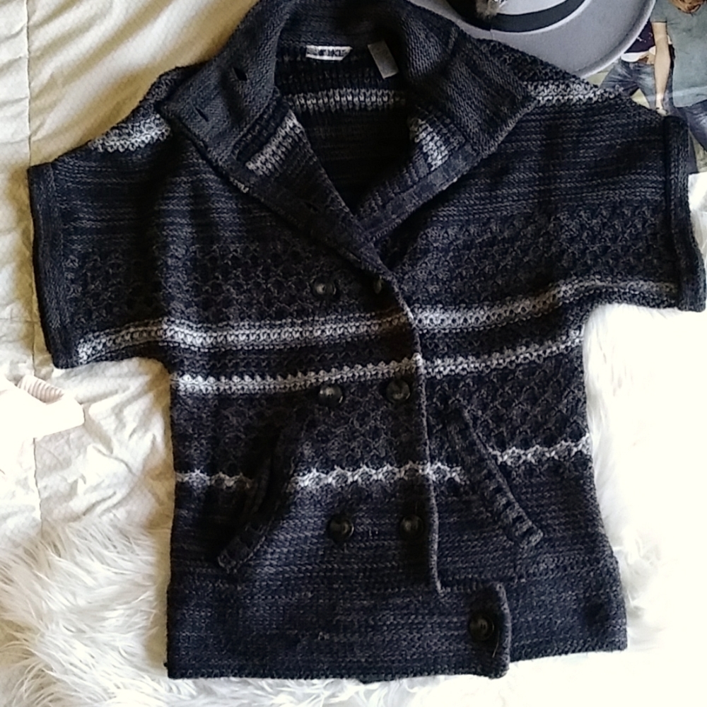 BKE Short Sleeve Double Breasted Sweater